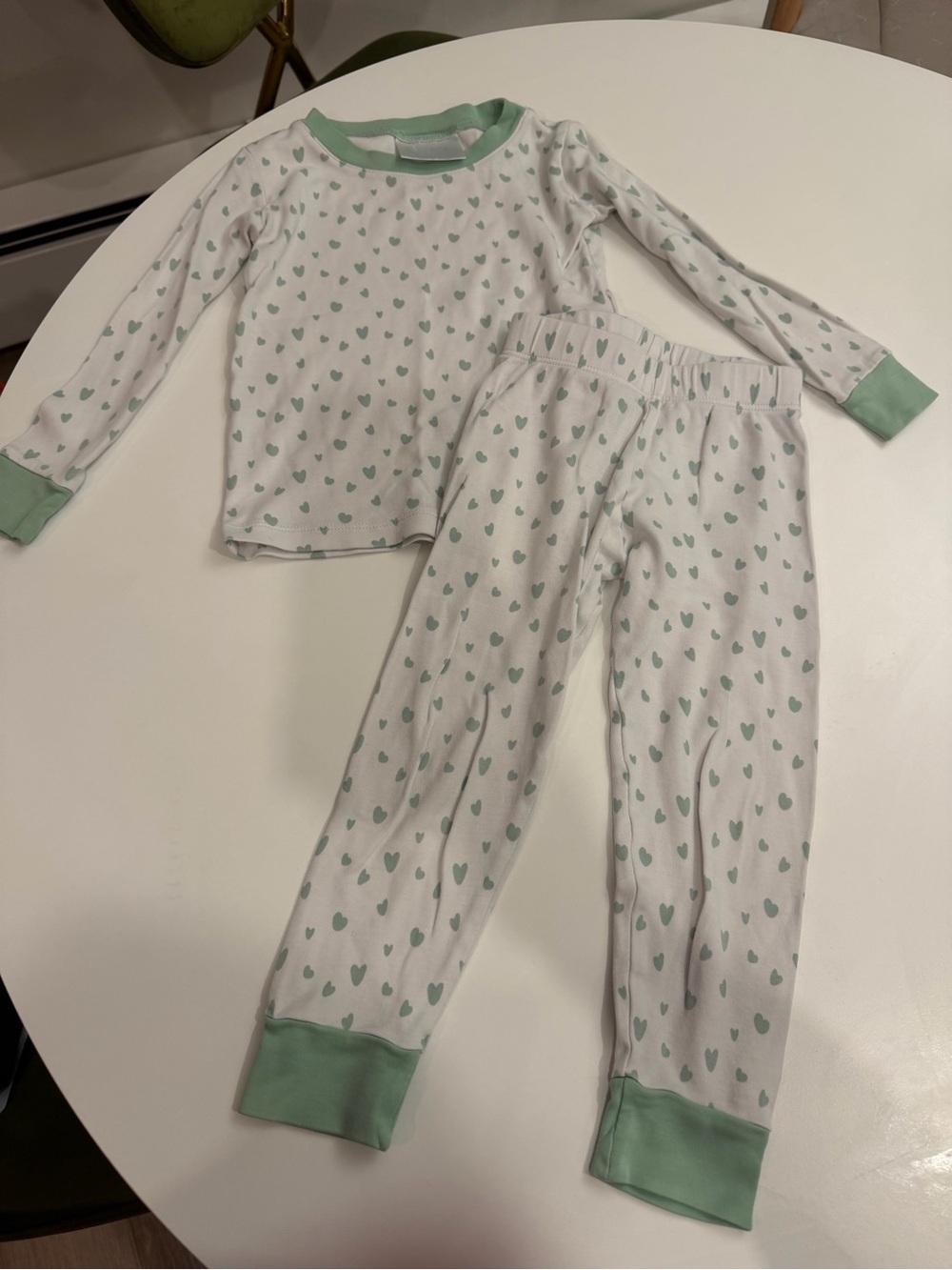 Softest Lake Toddler Green Heart-Print Pajama Set